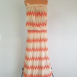 Strapless Raw Hem Maxi Dress
